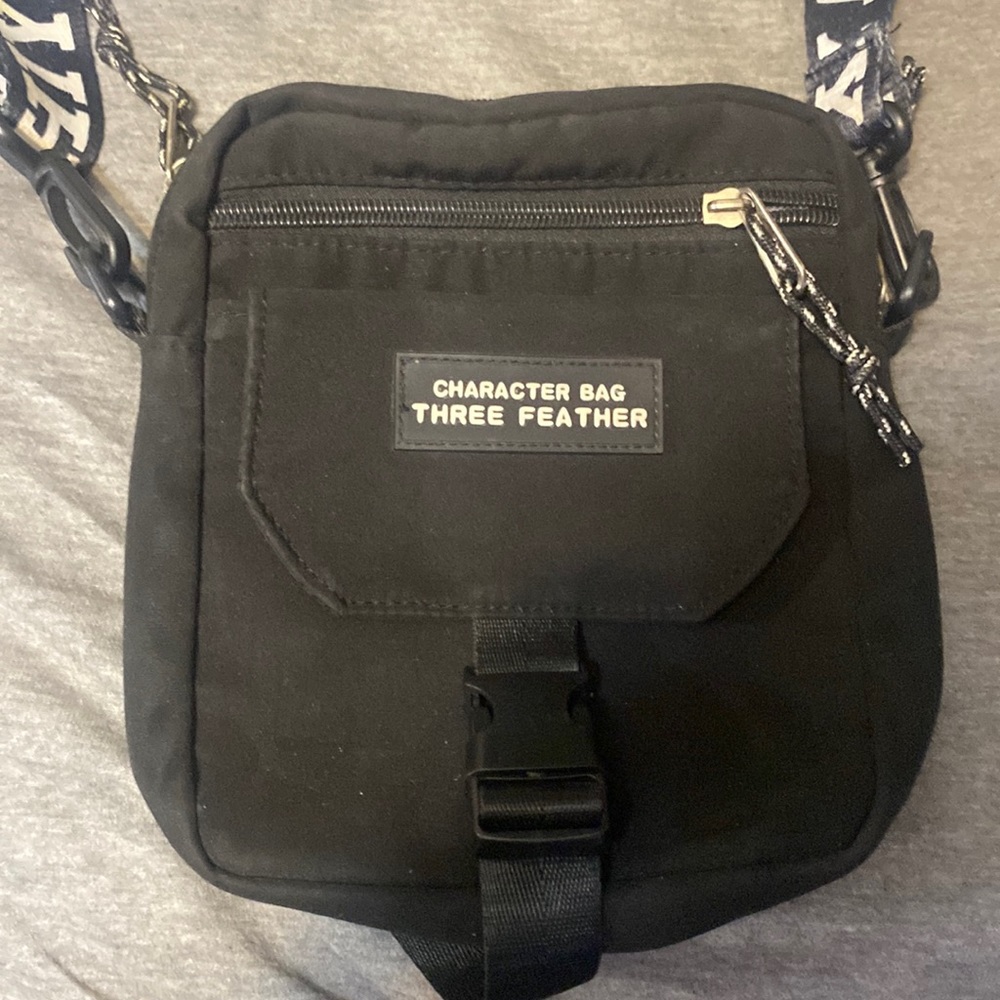 Black “THREE FEATHER” Crossbody Bag